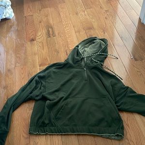 Olive Green Athleta Size M 1/4 Zip Crop Sweatshirt